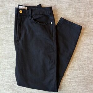 FRAME Ali High Rise Cigarette Black Distressed Knee Denim Jeans Size 31 Womens‎
